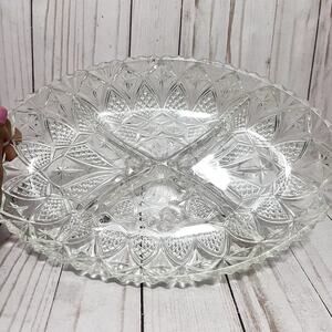 Vintage French Veropa Moldavia Brilliant Cut Clear Glass Divided Appetizer Dish